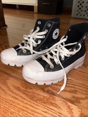 Converse Black and White High-Top Platform Sneakers